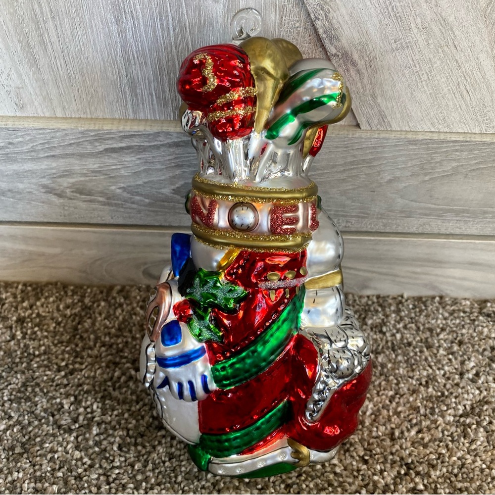 Large Hand Blown Glass Golf Bag Christmas Tree Ornament Crystals Golfer Noel